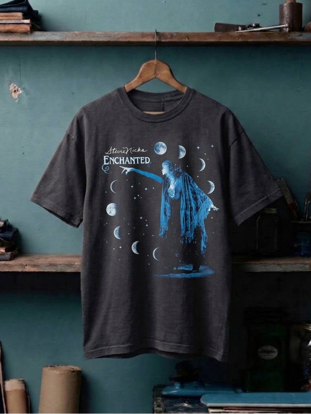 Stevie Nicks Enchanted Moon Phase Graphic Tee - Black/Blue